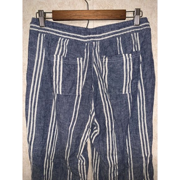 Old Navy Women's Blue White Striped Drawstring Linen Pants Size Small - Picture 6 of 12